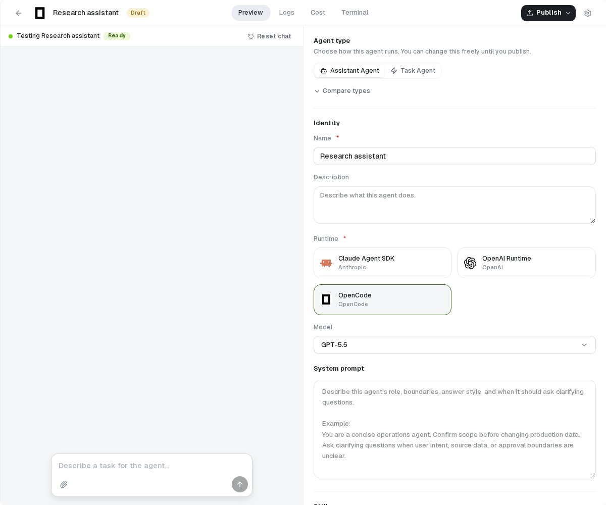 Agent Preview combines live testing with the configuration editor.